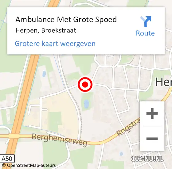 Locatie op kaart van de 112 melding: Ambulance Met Grote Spoed Naar Herpen, Broekstraat op 26 september 2014 14:39