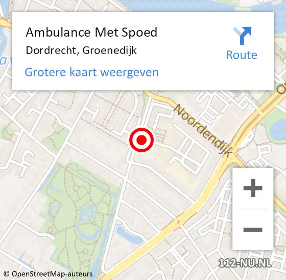 Locatie op kaart van de 112 melding: Ambulance Met Spoed Naar Dordrecht, Groenedijk op 20 februari 2024 12:26