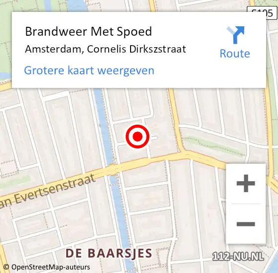 Locatie op kaart van de 112 melding: Brandweer Met Spoed Naar Amsterdam, Cornelis Dirkszstraat op 20 februari 2024 12:49
