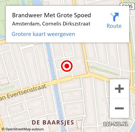 Locatie op kaart van de 112 melding: Brandweer Met Grote Spoed Naar Amsterdam, Cornelis Dirkszstraat op 20 februari 2024 12:53