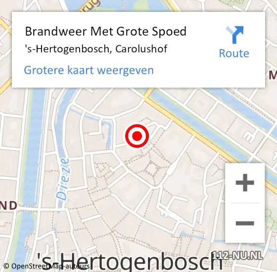 Locatie op kaart van de 112 melding: Brandweer Met Grote Spoed Naar 's-Hertogenbosch, Carolushof op 20 februari 2024 12:53