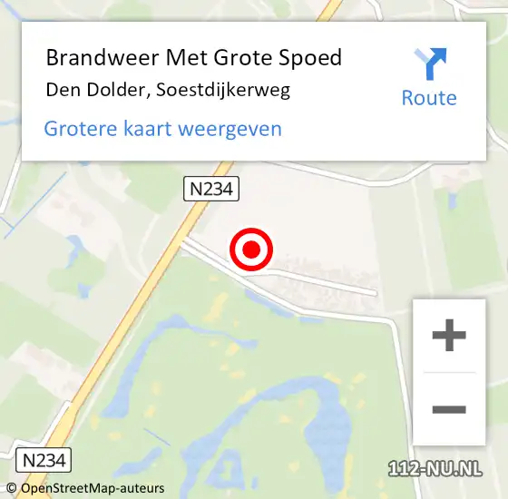 Locatie op kaart van de 112 melding: Brandweer Met Grote Spoed Naar Den Dolder, Soestdijkerweg op 20 februari 2024 12:55