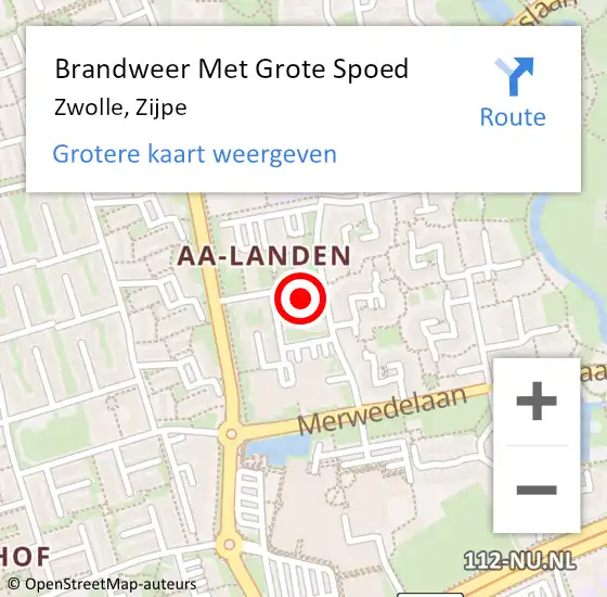 Locatie op kaart van de 112 melding: Brandweer Met Grote Spoed Naar Zwolle, Zijpe op 20 februari 2024 13:02