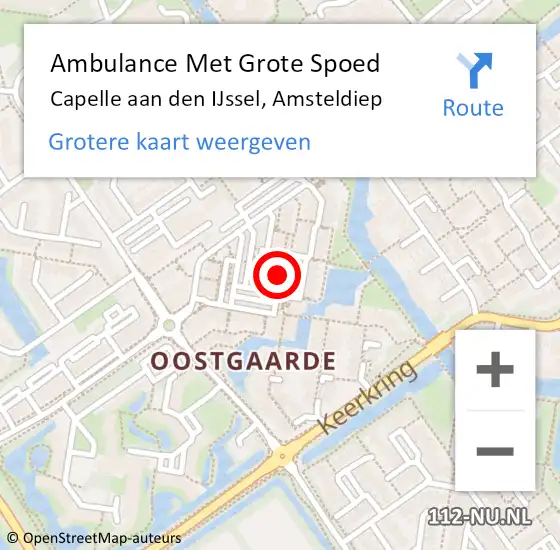 Locatie op kaart van de 112 melding: Ambulance Met Grote Spoed Naar Capelle aan den IJssel, Amsteldiep op 20 februari 2024 13:34
