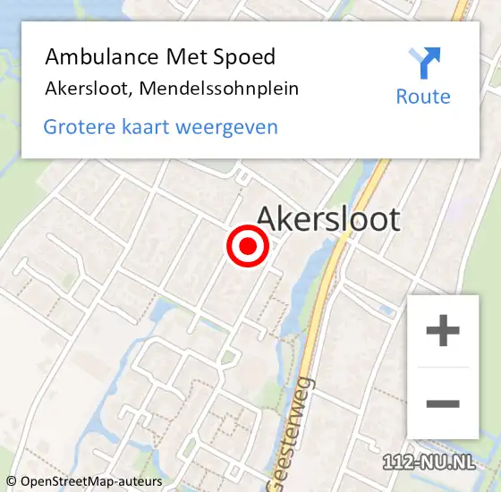 Locatie op kaart van de 112 melding: Ambulance Met Spoed Naar Akersloot, Mendelssohnplein op 20 februari 2024 13:53