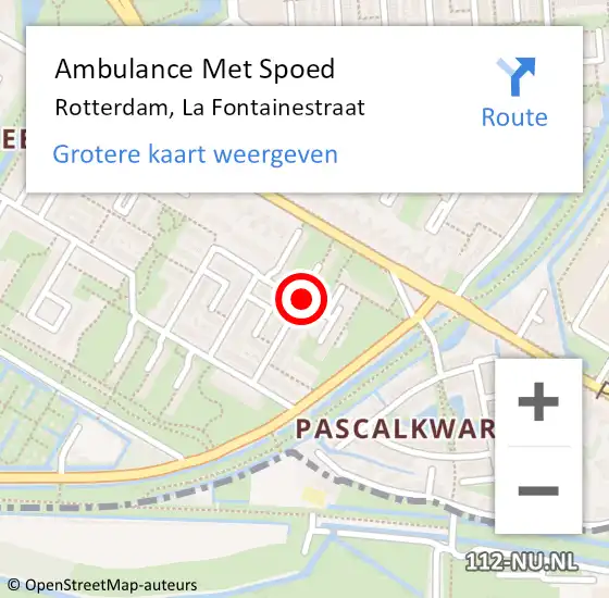 Locatie op kaart van de 112 melding: Ambulance Met Spoed Naar Rotterdam, La Fontainestraat op 20 februari 2024 14:15