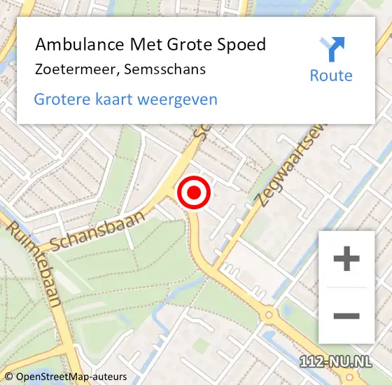 Locatie op kaart van de 112 melding: Ambulance Met Grote Spoed Naar Zoetermeer, Semsschans op 20 februari 2024 14:51