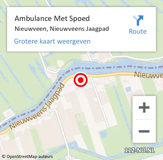 Locatie op kaart van de 112 melding: Ambulance Met Spoed Naar Nieuwveen, Nieuwveens Jaagpad op 20 februari 2024 15:10