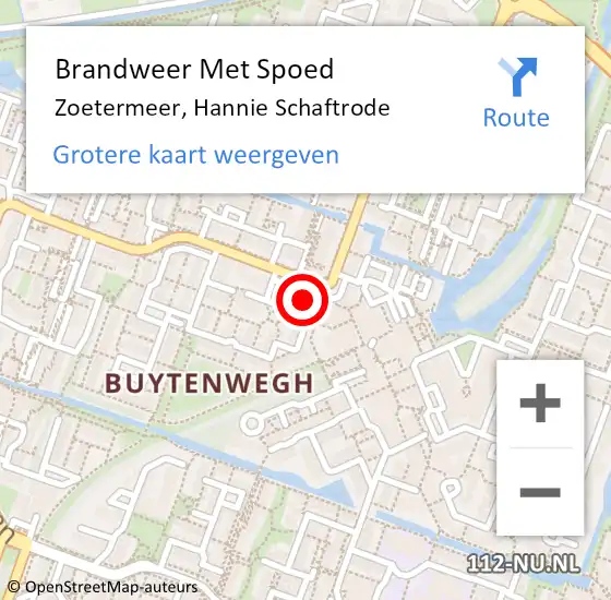 Locatie op kaart van de 112 melding: Brandweer Met Spoed Naar Zoetermeer, Hannie Schaftrode op 20 februari 2024 15:10