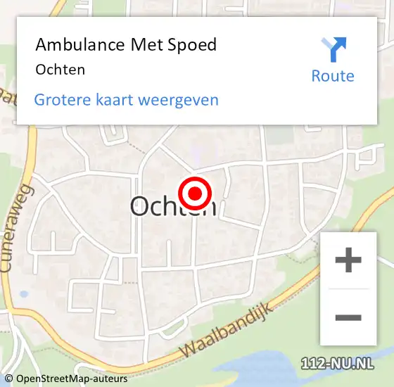Locatie op kaart van de 112 melding: Ambulance Met Spoed Naar Ochten op 20 februari 2024 15:12