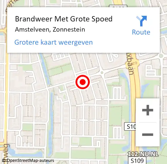 Locatie op kaart van de 112 melding: Brandweer Met Grote Spoed Naar Amstelveen, Zonnestein op 20 februari 2024 15:14