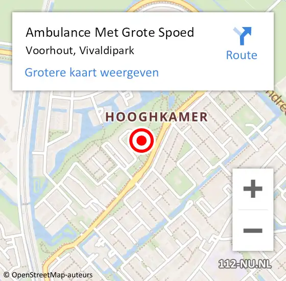 Locatie op kaart van de 112 melding: Ambulance Met Grote Spoed Naar Voorhout, Vivaldipark op 20 februari 2024 15:24