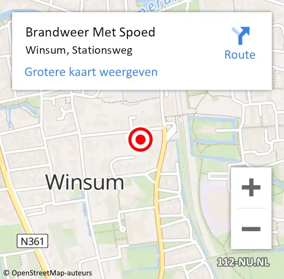 Locatie op kaart van de 112 melding: Brandweer Met Spoed Naar Winsum, Stationsweg op 26 september 2014 14:59