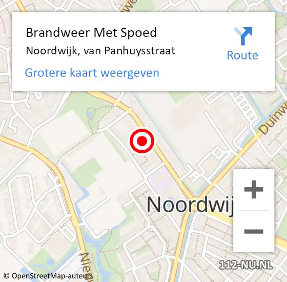 Locatie op kaart van de 112 melding: Brandweer Met Spoed Naar Noordwijk, van Panhuysstraat op 20 februari 2024 15:32