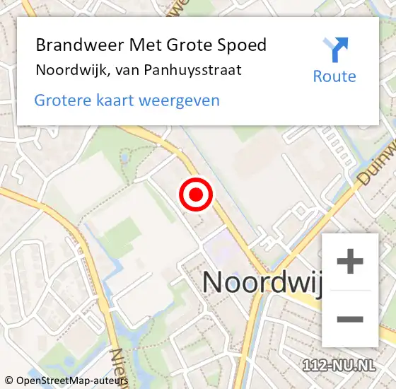 Locatie op kaart van de 112 melding: Brandweer Met Grote Spoed Naar Noordwijk, van Panhuysstraat op 20 februari 2024 15:42