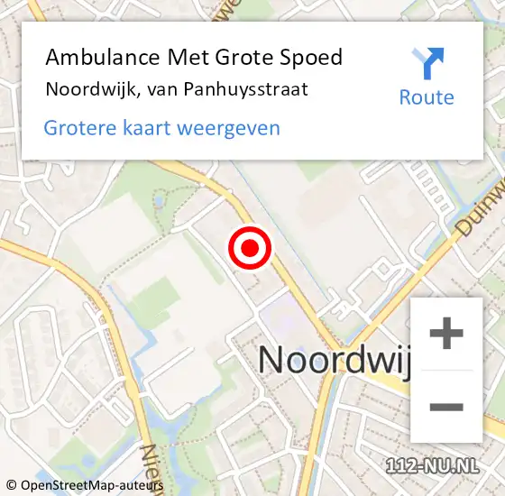 Locatie op kaart van de 112 melding: Ambulance Met Grote Spoed Naar Noordwijk, van Panhuysstraat op 20 februari 2024 15:44