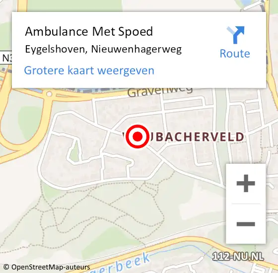 Locatie op kaart van de 112 melding: Ambulance Met Spoed Naar Eygelshoven, Nieuwenhagerweg op 26 september 2014 15:03