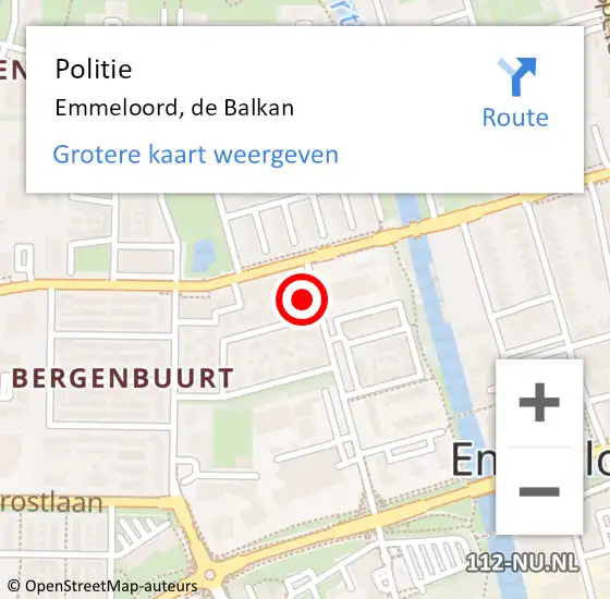 Locatie op kaart van de 112 melding: Politie Emmeloord, de Balkan op 20 februari 2024 15:53