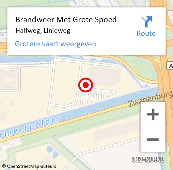 Locatie op kaart van de 112 melding: Brandweer Met Grote Spoed Naar Halfweg, Linieweg op 20 februari 2024 15:58