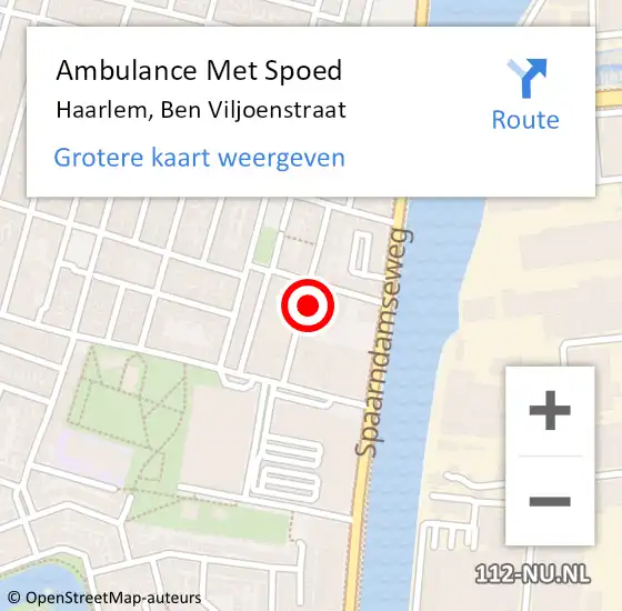 Locatie op kaart van de 112 melding: Ambulance Met Spoed Naar Haarlem, Ben Viljoenstraat op 20 februari 2024 16:15