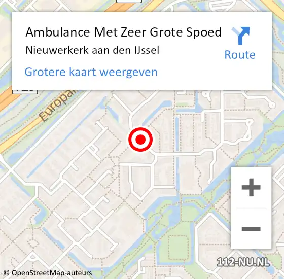 Locatie op kaart van de 112 melding: Ambulance Met Zeer Grote Spoed Naar Nieuwerkerk aan den IJssel op 20 februari 2024 16:33