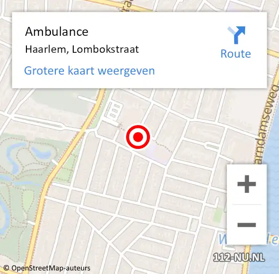 Locatie op kaart van de 112 melding: Ambulance Haarlem, Lombokstraat op 20 februari 2024 16:43