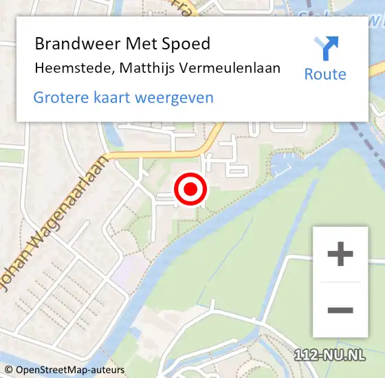 Locatie op kaart van de 112 melding: Brandweer Met Spoed Naar Heemstede, Matthijs Vermeulenlaan op 20 februari 2024 16:45