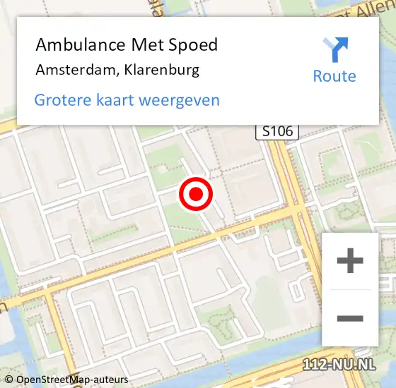 Locatie op kaart van de 112 melding: Ambulance Met Spoed Naar Amsterdam, Klarenburg op 20 februari 2024 17:12