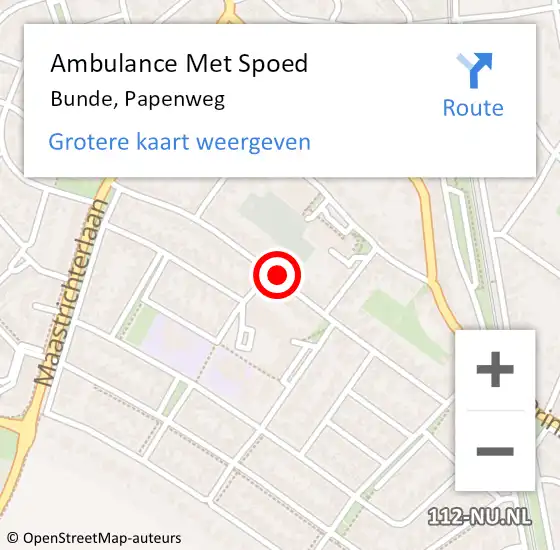 Locatie op kaart van de 112 melding: Ambulance Met Spoed Naar Bunde, Papenweg op 26 september 2014 15:12