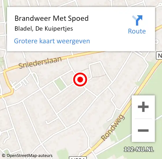 Locatie op kaart van de 112 melding: Brandweer Met Spoed Naar Bladel, De Kuipertjes op 20 februari 2024 17:23