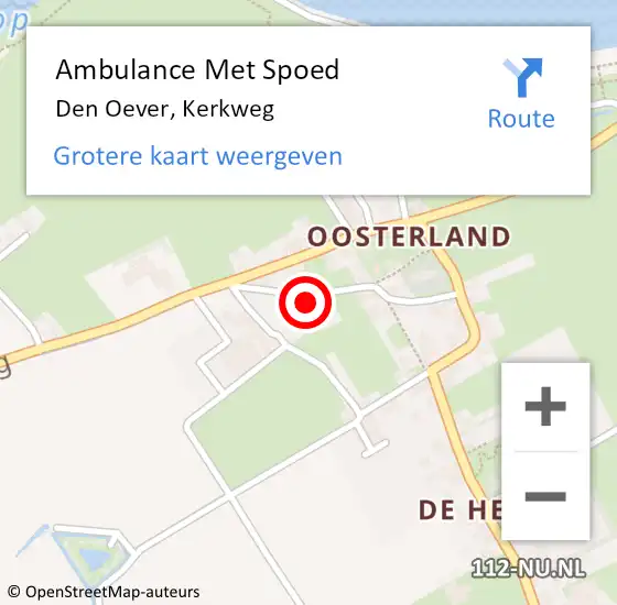 Locatie op kaart van de 112 melding: Ambulance Met Spoed Naar Den Oever, Kerkweg op 20 februari 2024 17:58