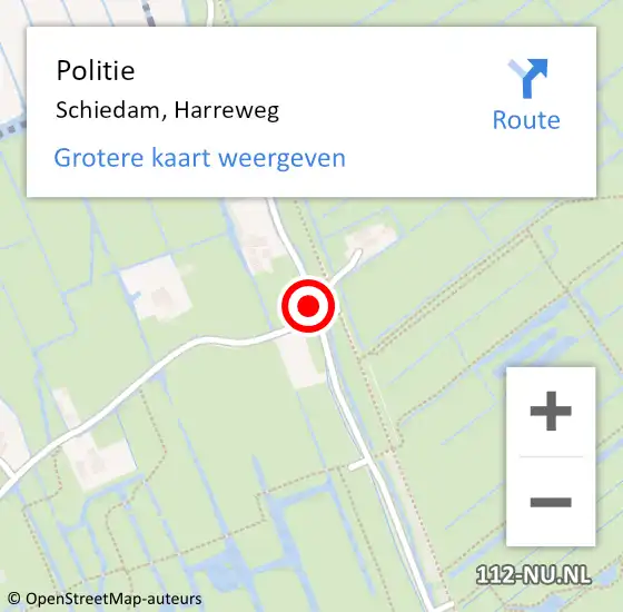 Locatie op kaart van de 112 melding: Politie Schiedam, Harreweg op 20 februari 2024 18:12