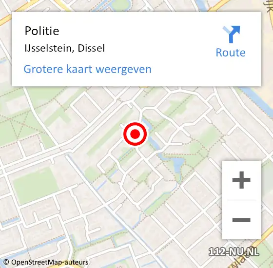 Locatie op kaart van de 112 melding: Politie IJsselstein, Dissel op 20 februari 2024 18:36