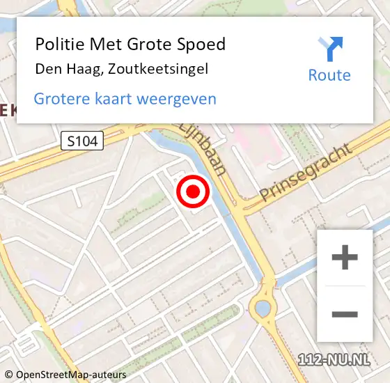 Locatie op kaart van de 112 melding: Politie Met Grote Spoed Naar Den Haag, Zoutkeetsingel op 20 februari 2024 18:38