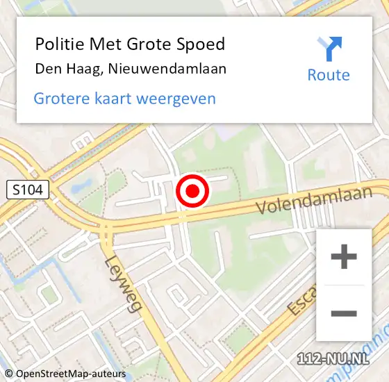 Locatie op kaart van de 112 melding: Politie Met Grote Spoed Naar Den Haag, Nieuwendamlaan op 20 februari 2024 18:49