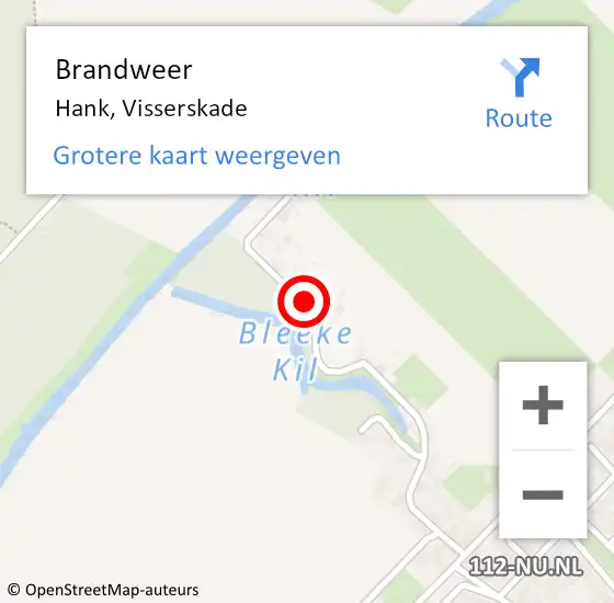 Locatie op kaart van de 112 melding: Brandweer Hank, Visserskade op 20 februari 2024 19:00