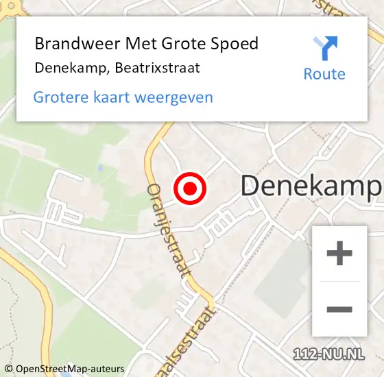 Locatie op kaart van de 112 melding: Brandweer Met Grote Spoed Naar Denekamp, Beatrixstraat op 20 februari 2024 19:08