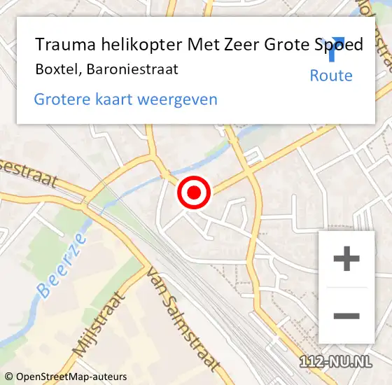 Locatie op kaart van de 112 melding: Trauma helikopter Met Zeer Grote Spoed Naar Boxtel, Baroniestraat op 20 februari 2024 19:34