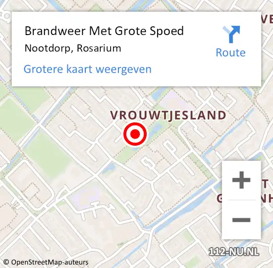 Locatie op kaart van de 112 melding: Brandweer Met Grote Spoed Naar Nootdorp, Rosarium op 20 februari 2024 20:07