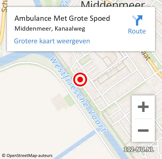 Locatie op kaart van de 112 melding: Ambulance Met Grote Spoed Naar Middenmeer, Kanaalweg op 20 februari 2024 20:24