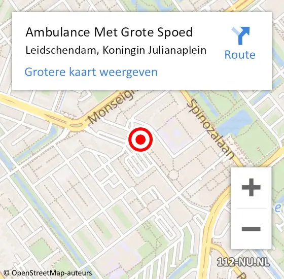 Locatie op kaart van de 112 melding: Ambulance Met Grote Spoed Naar Leidschendam, Koningin Julianaplein op 20 februari 2024 20:37