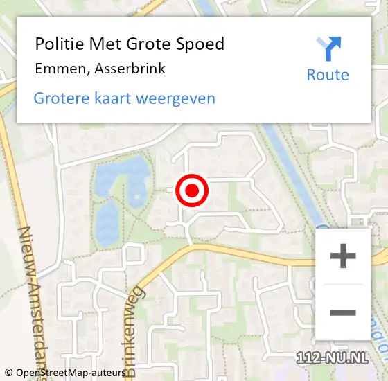 Locatie op kaart van de 112 melding: Politie Met Grote Spoed Naar Emmen, Asserbrink op 20 februari 2024 21:01