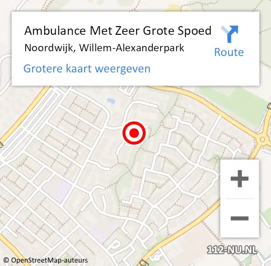 Locatie op kaart van de 112 melding: Ambulance Met Zeer Grote Spoed Naar Noordwijk, Willem-Alexanderpark op 20 februari 2024 21:05