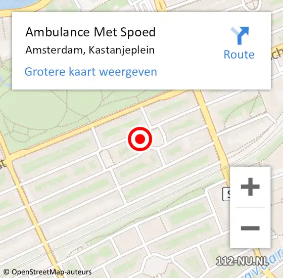 Locatie op kaart van de 112 melding: Ambulance Met Spoed Naar Amsterdam, Kastanjeplein op 20 februari 2024 21:34