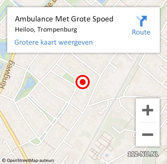 Locatie op kaart van de 112 melding: Ambulance Met Grote Spoed Naar Heiloo, Trompenburg op 20 februari 2024 23:01