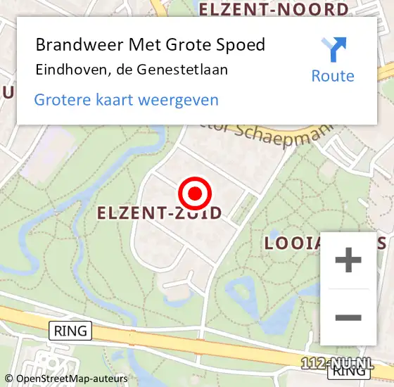 Locatie op kaart van de 112 melding: Brandweer Met Grote Spoed Naar Eindhoven, de Genestetlaan op 20 februari 2024 23:06