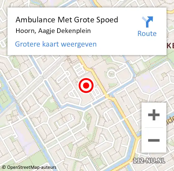 Locatie op kaart van de 112 melding: Ambulance Met Grote Spoed Naar Hoorn, Aagje Dekenplein op 20 februari 2024 23:20