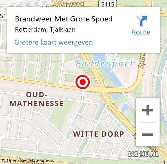 Locatie op kaart van de 112 melding: Brandweer Met Grote Spoed Naar Rotterdam, Tjalklaan op 20 februari 2024 23:35