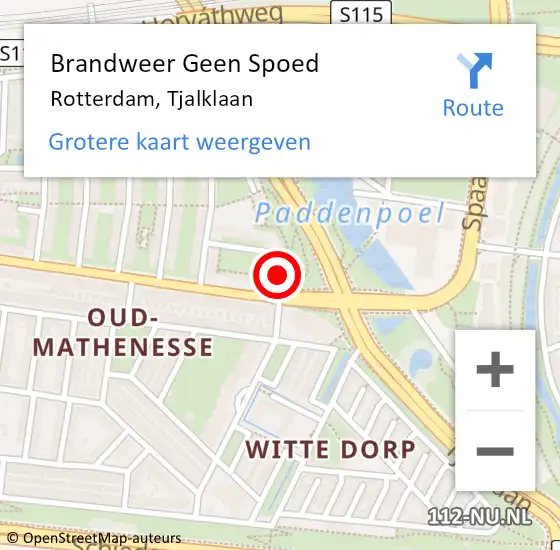 Locatie op kaart van de 112 melding: Brandweer Geen Spoed Naar Rotterdam, Tjalklaan op 20 februari 2024 23:51