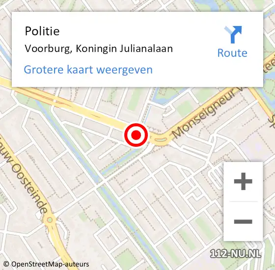 Locatie op kaart van de 112 melding: Politie Voorburg, Koningin Julianalaan op 26 september 2014 15:36